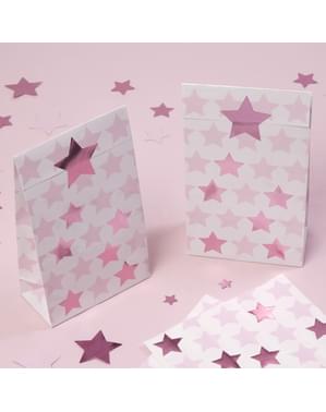 5 sacos de presente de papel - Little Star Pink