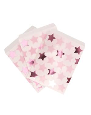 Sada 25 papierových tašiek - Little Star Pink