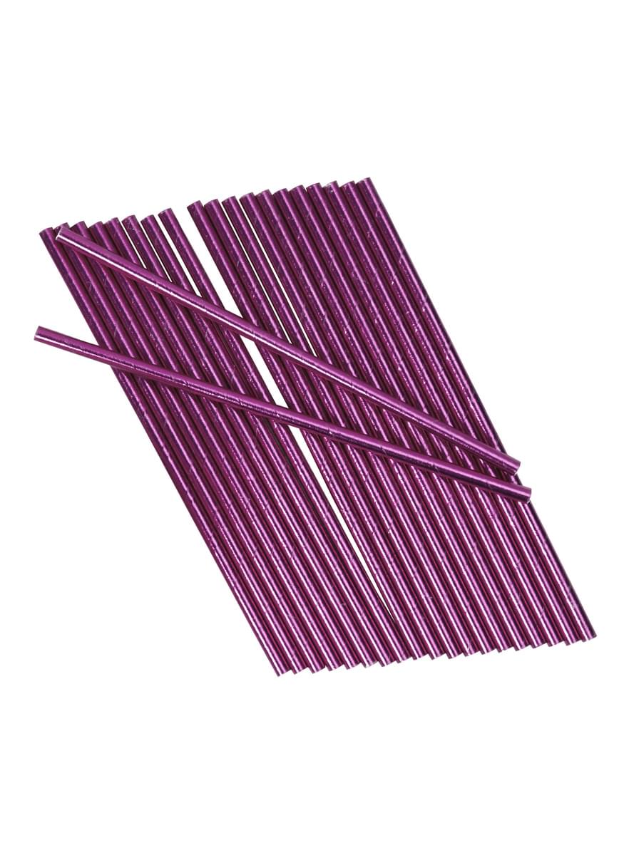 25 pailles roses en carton - Little Star Pink