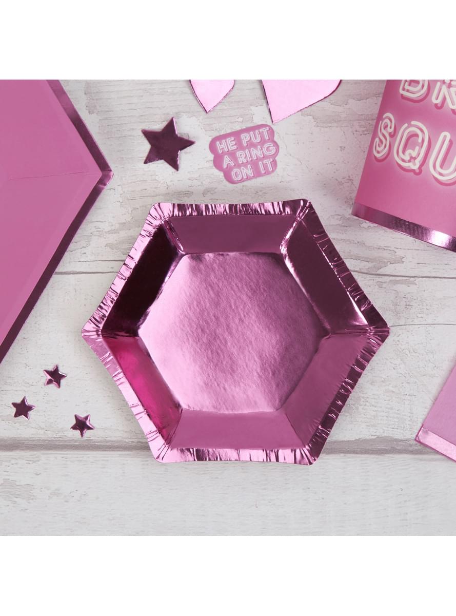 Sechseckige Pappteller Set 8-teilig rosa - Little Star Pink