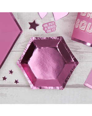 Sechseckige Pappteller Set 8-teilig rosa - Little Star Pink
