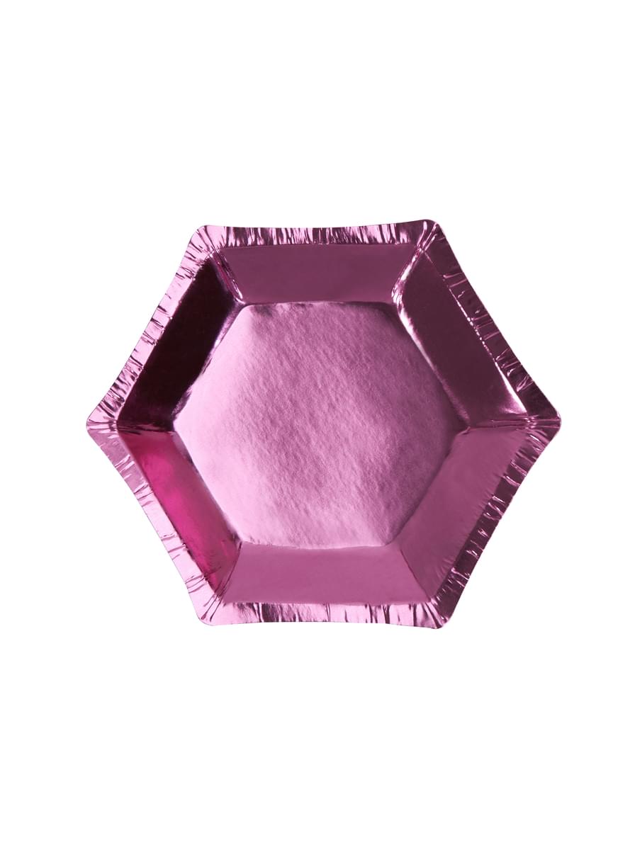 Sechseckige Pappteller Set 8-teilig rosa - Little Star Pink