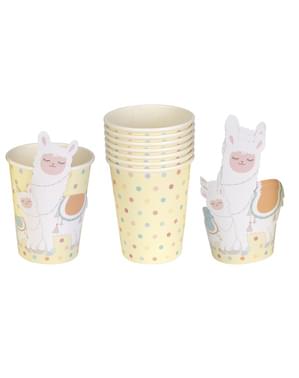 8 vasos de papel - Llama Love