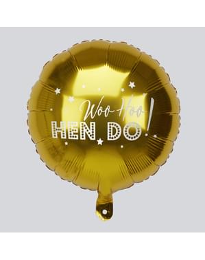 Folioilmapallo “Woo Hoo Hen Do” kultaisena - Woo Hoo Hen Do