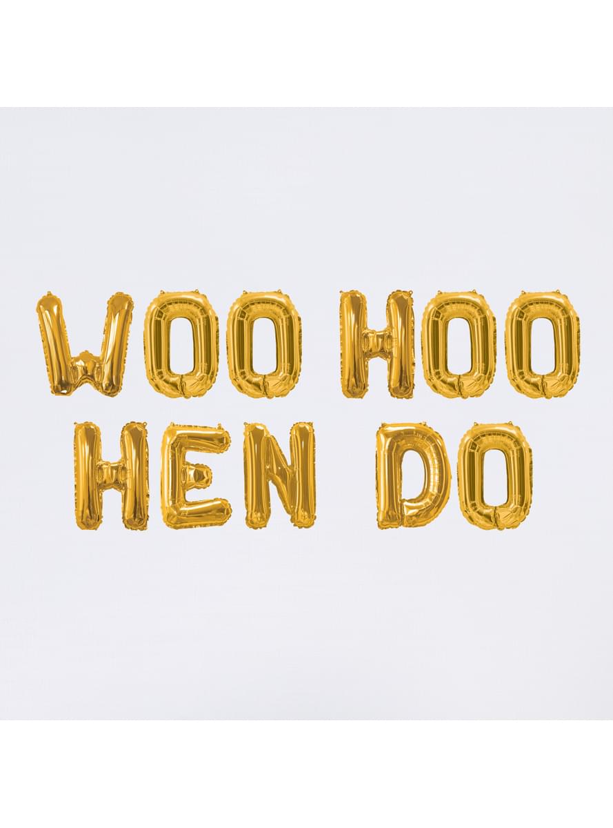 Girlanda ze zlatých foliových balonků - Woo Hoo Hen Do