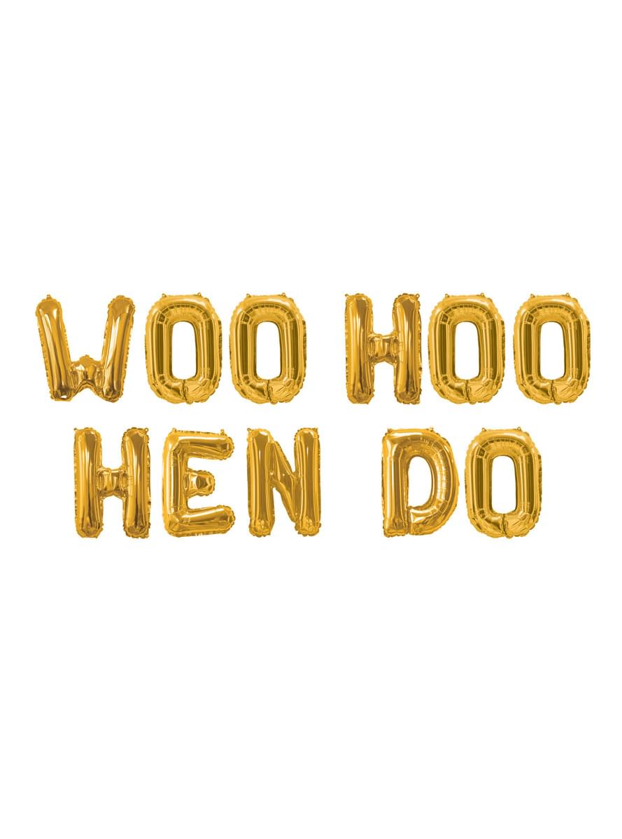 Балони със златно фолио - велур Woo Hoo Hen