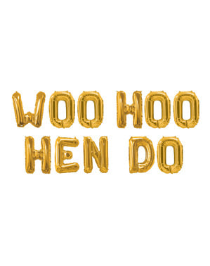 Золота фольга кулі гірлянду - Woo Hoo кури