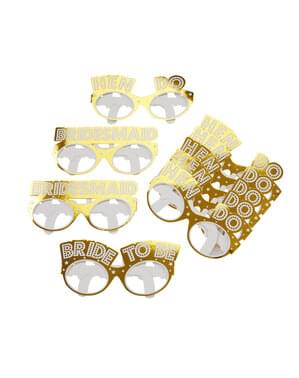 8 lunettes dorées en carton - Woo Hoo Hen Do