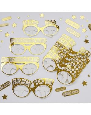 8 accesorios photocall de gafas doradas de papel - Woo Hoo Hen Do