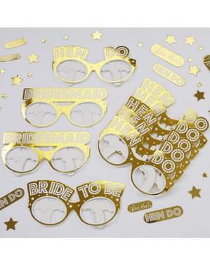 8 occhiali dorati di carta - Woo Hoo Hen Do