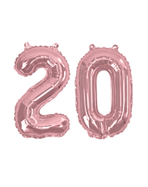 Folioilmapallo “20” ruusukultaisena – Glitz & Glamour Pink & Rose Gold 40cm