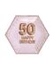 Sada 8 šesťuholníkových papierových platní "50 Happy Birthday" - Glitz & Glamour Pink & Rose Gold