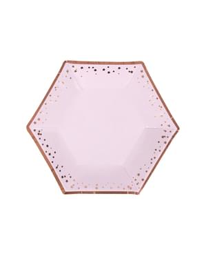 Set 8 pelat kertas heksagonal sedang - Glitz & Glamour Pink & Rose Gold