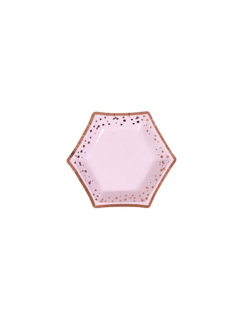 8 assiettes hexagonales en carton - Glitz & Glamour Pink & Rose Gold Plate