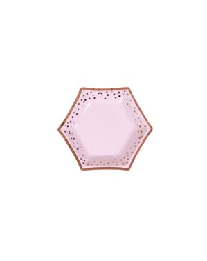 Set 8 pelat kertas heksagonal - Glitz & Glamour Pink & Rose Gold Plate