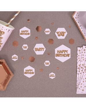 Pöytäkonfetti “Happy Birthday” - Glitz & Glamour Pink & Rose Gold