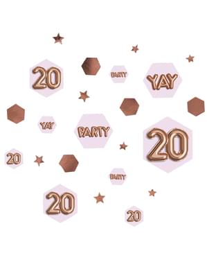 Meja confetti "20" - Glitz & Glamor Pink & Rose Gold