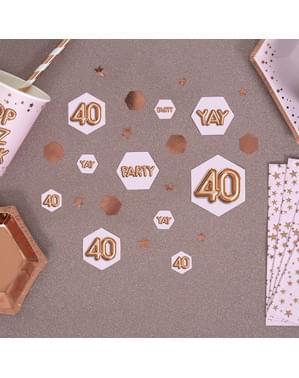 Masa konfeti "40" - Glitz & Glamour Pembe ve Gül Altın