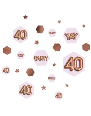 Table confetti "40" - Glitz & Glamour Pink & Rose Gold