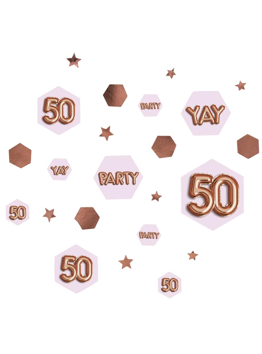 Konfetti na stół “50” - Glitz & Glamour Pink & Rose Gold