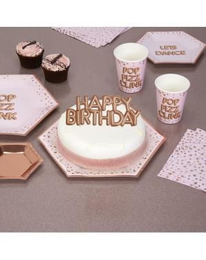 Kakunkoriste “Happy Birthday” ruusukultainen – Glitz & Glamour Pink & Rose Gold