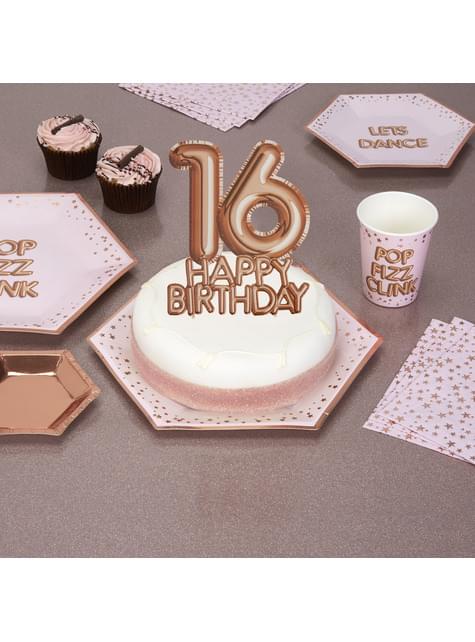 Topo de bolo de ouro rosa com glitter doce 16 - Decorações de festa de  aniversário de 16 anos, Decorações de festa de 16 anos doce dezesseis,  Decorações de festa de aniversário