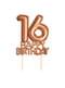 ローズゴールドのケーキデコレーション「16 Happy Birthday」 - グリッツ＆グラマーピンク＆ローズゴールド