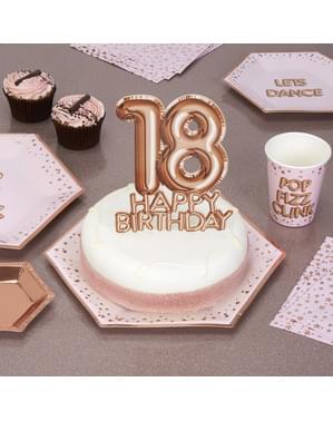 केक की सजावट "18 हैप्पी बर्थडे" गुलाब सोने में - ग्लिट्ज़ और ग्लैमर पिंक और रोज़ गोल्ड