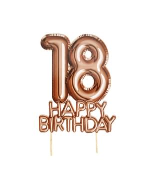 Dekorasi kue "18 Selamat Ulang Tahun" dalam rose gold - Glitz & Glamour Pink & Rose Gold