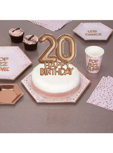 Decorazioni per torta20 Happy Birthday in oro rosa - Glitz