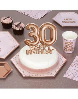 Pasta süsleme "30 mutlu yıllar" gül altın - Glitz & Glamour pembe & gül altın