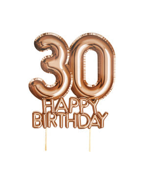 Dekorasi kue "30 Selamat Ulang Tahun" dalam rose gold - Glitz & Glamour Pink & Rose Gold