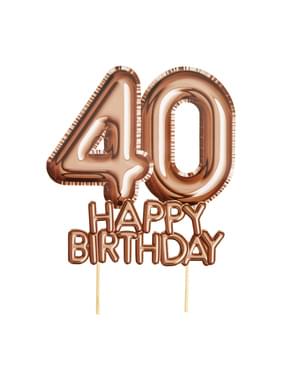 Dekorasi kue "40 Selamat Ulang Tahun" dalam rose gold - Glitz & Glamour Pink & Rose Gold