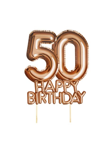 Cake Decoration 50 Happy Birthday In Rose Gold Glitz Glamour