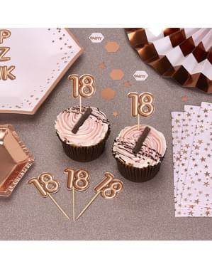 Zestaw 20 dekoracje na patyku “18” rose gold - Glitz & Glamour Pink & Rose Gold