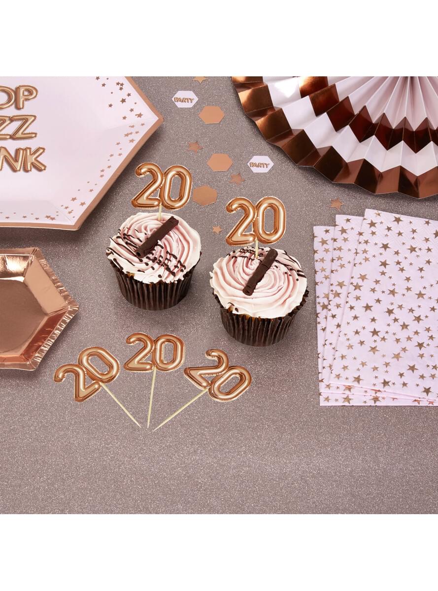 Набор 20 "20" декоративных зубочисток из розового золота - Glitz & Glamour Pink & Rose Gold