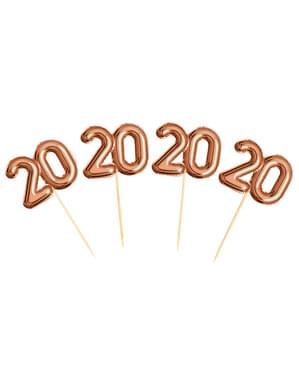 로즈 골드 20 "20"장식용 이쑤시개 세트 - Glitz & Glamour Pink & Rose Gold
