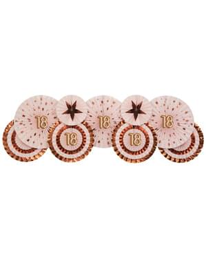 3 „18“ asortimento dekoruotų gerbėjų rinkinys - „Glitz & Glamour Pink & Rose Gold“