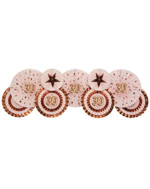 Set 3 "30" penggemar dihiasi berbagai macam - Glitz & Glamour Pink & Rose Gold
