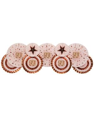 Set 3 "50" penggemar dihiasi berbagai macam - Glitz & Glamour Pink & Rose Gold