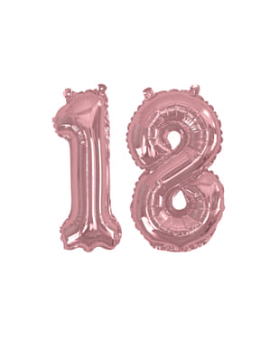 Balon foil "18" dengan emas mawar - Glitz & Glamour Pink & Rose Gold 40cm