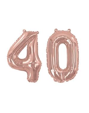 पन्नी गुब्बारा "40" गुलाब सोने में - ग्लिट्ज और ग्लैमर गुलाबी और गुलाब सोना 40 सेमी