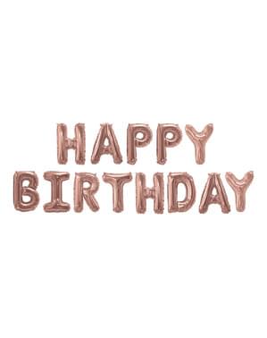 Balon foliowy “Happy Birthday” rose gold - Glitz & Glamour Pink & Rose Gold