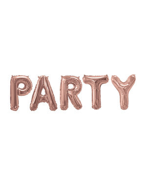फ़ॉइल बैलून "पार्टी" गुलाब गोल्ड में - ग्लिट्ज़ और ग्लैमर पिंक एंड रोज़ गोल्ड