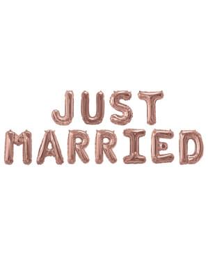 Balon foliowy “Just Married” rose gold - Glitz & Glamour Pink & Rose Gold