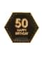 8 "50 õnneliku sünnipäeva" kuuskantpaberiga plaatide komplekt - Glitz & Glamour Black & Gold