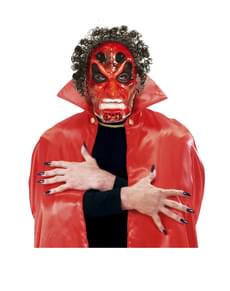 Röd demon Mask med hår