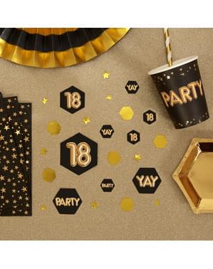 Masa konfeti "18" - Glitz & Glamour Siyah ve Altın