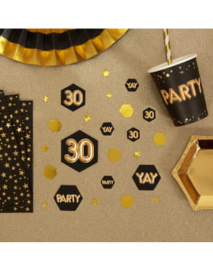 Table confetti "30" - Glitz & Glamour Black & Gold