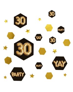 Table confetti "30" - Glitz & Glamour Black & Gold